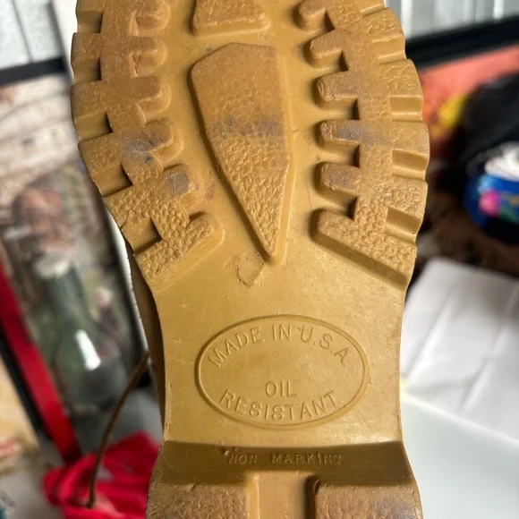 Timberland VTG Tan Lace-Up Boots Men’s Sz 7W Oil Resistant - Picture 5 of 8